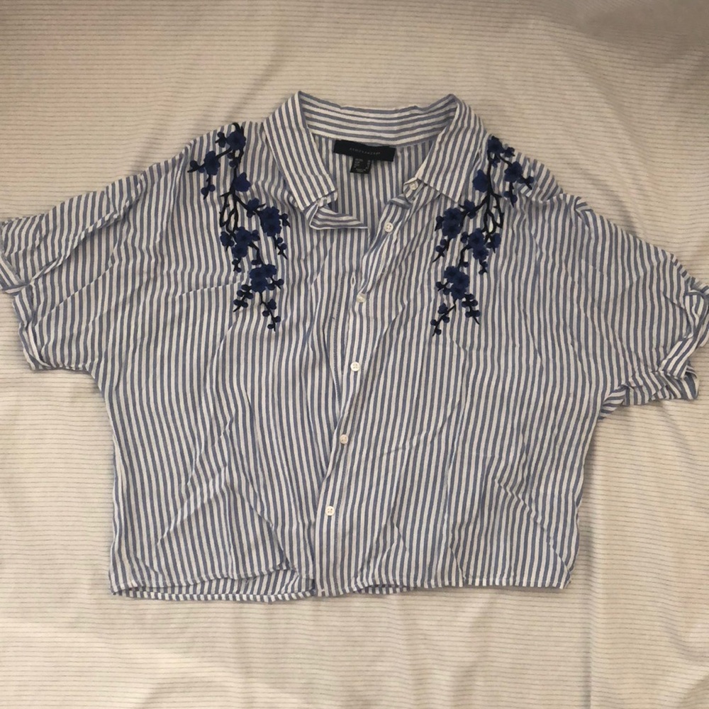 Short Sleeve Button Down Embroidered Shirt